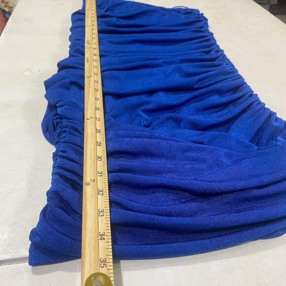 One-Shoulder Ruched Royal Blue Midi Dress By Cloud Ten Size L Stretch Party - Picture 12 of 13